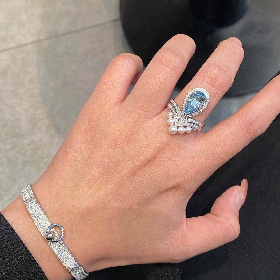 14k Gold 2.36 Ct Natural Aquamarine & Diamond Ring - 7