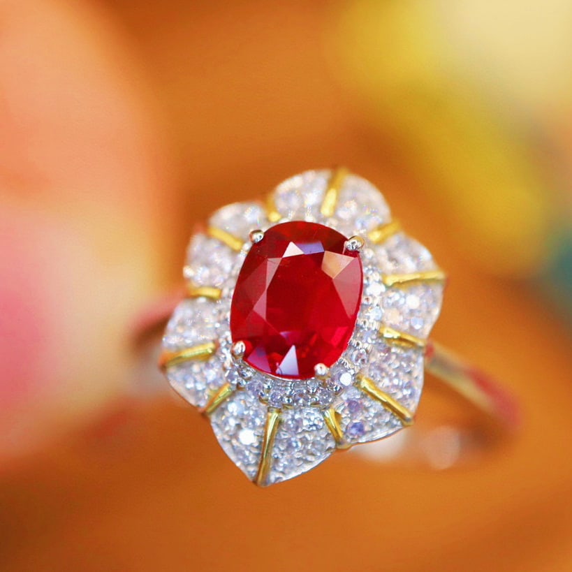 14k Gold 0.98 Ctw Natural Ruby & Diamond Ring (1 of 6)