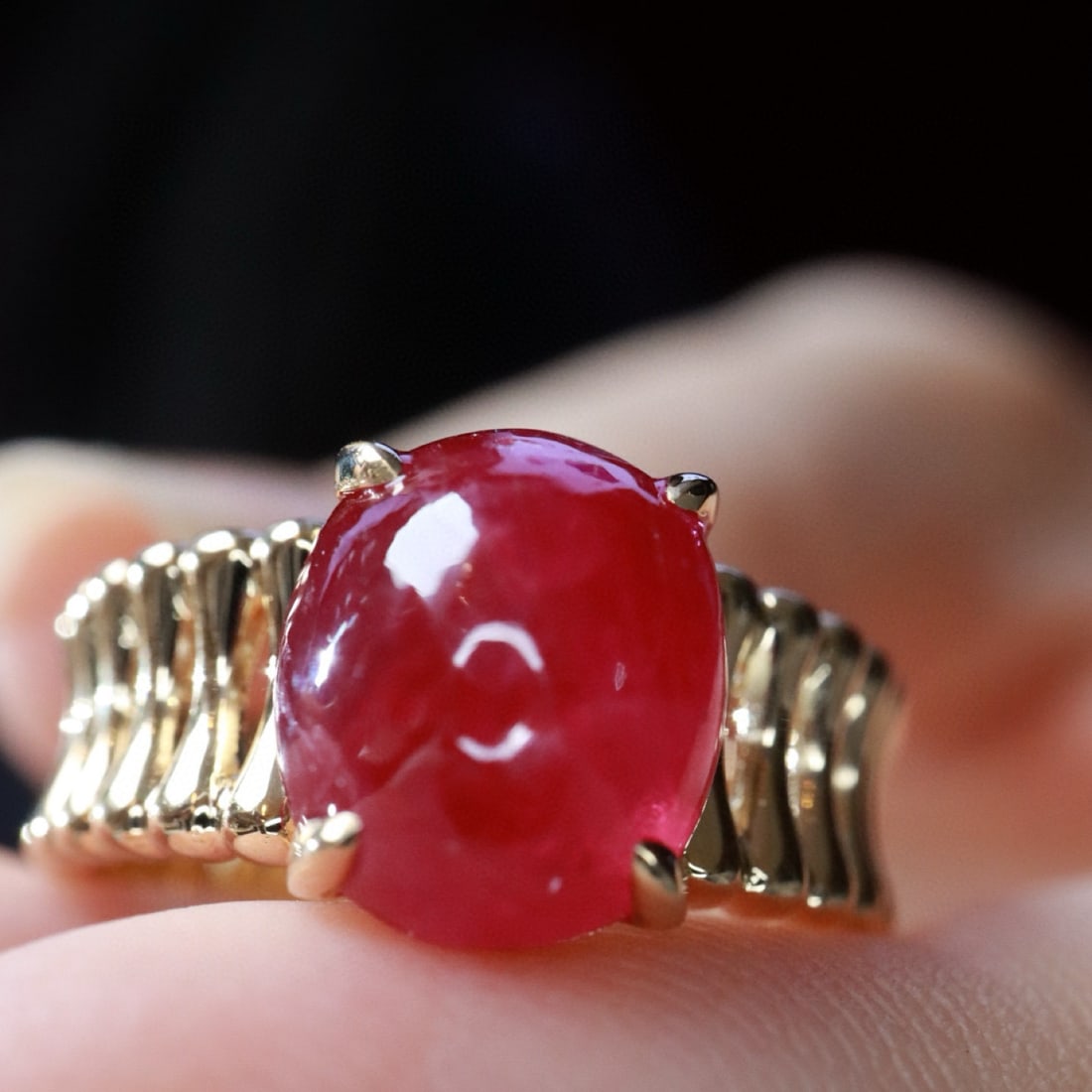 14k Gold 4.85 Ct Natural Ruby Ring - 2