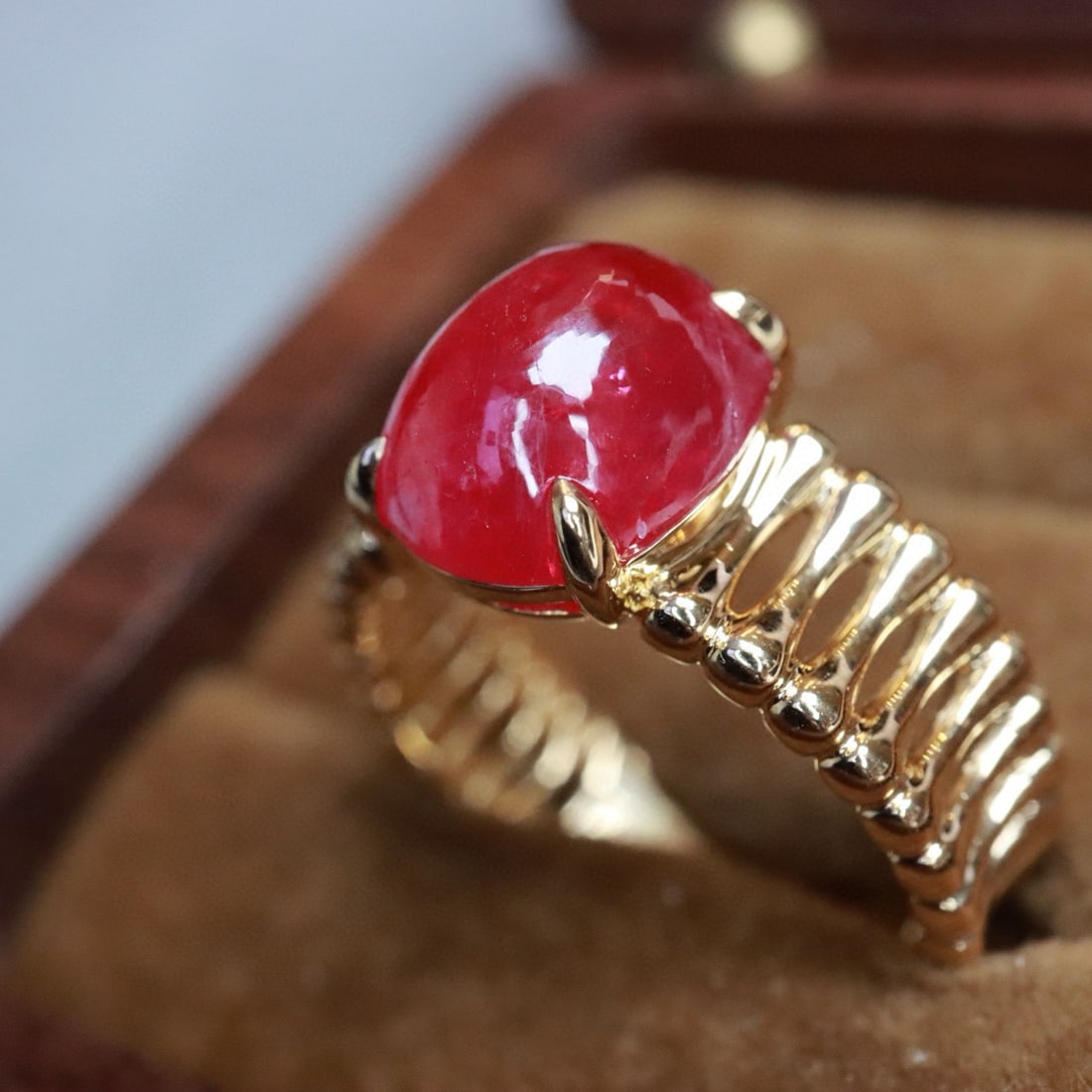 14k Gold 4.85 Ct Natural Ruby Ring - 5