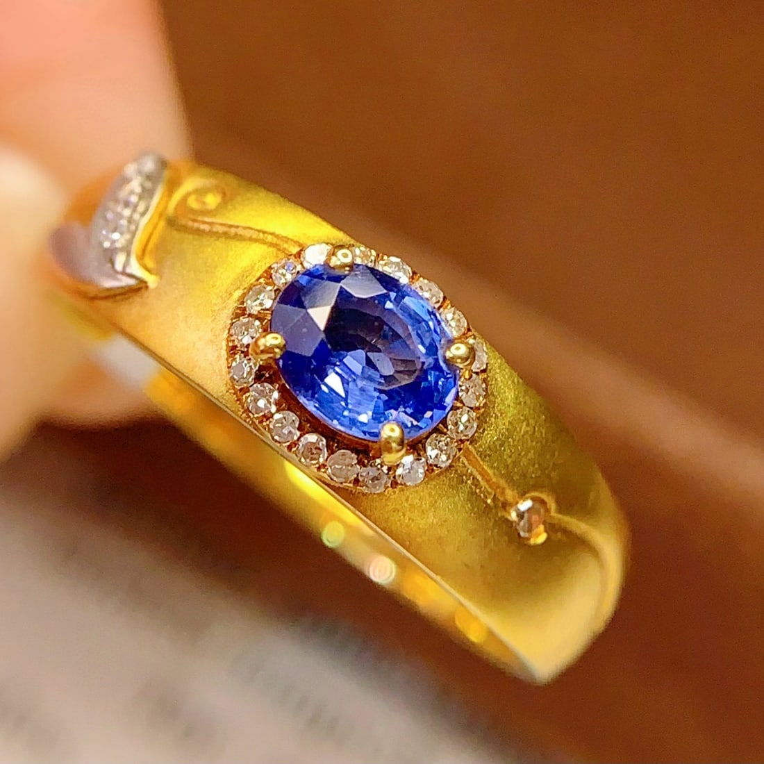 14k Gold 0.5 Ct Natural Sapphire & Diamond Ring - 3