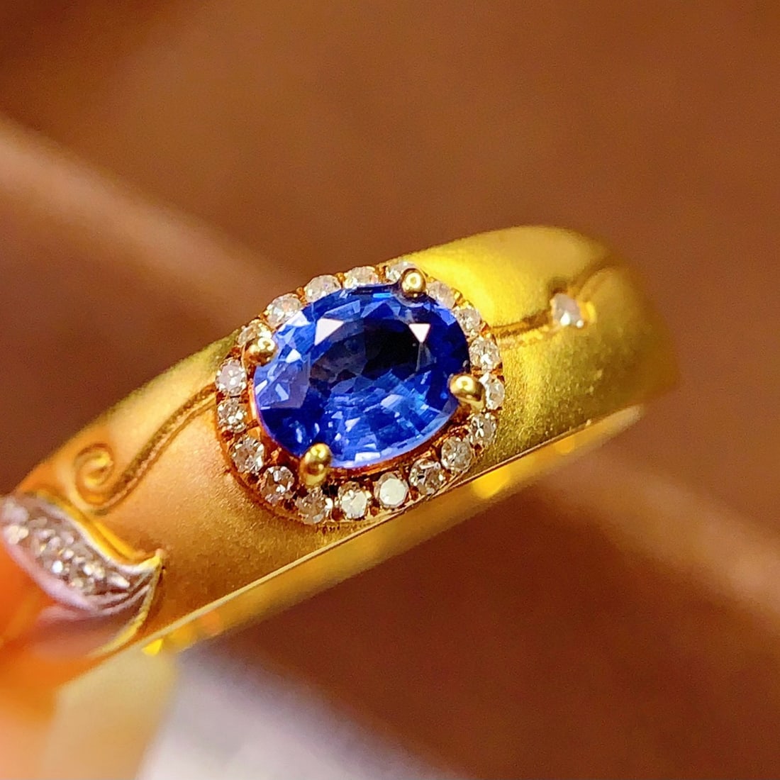 14k Gold 0.5 Ct Natural Sapphire & Diamond Ring - 5