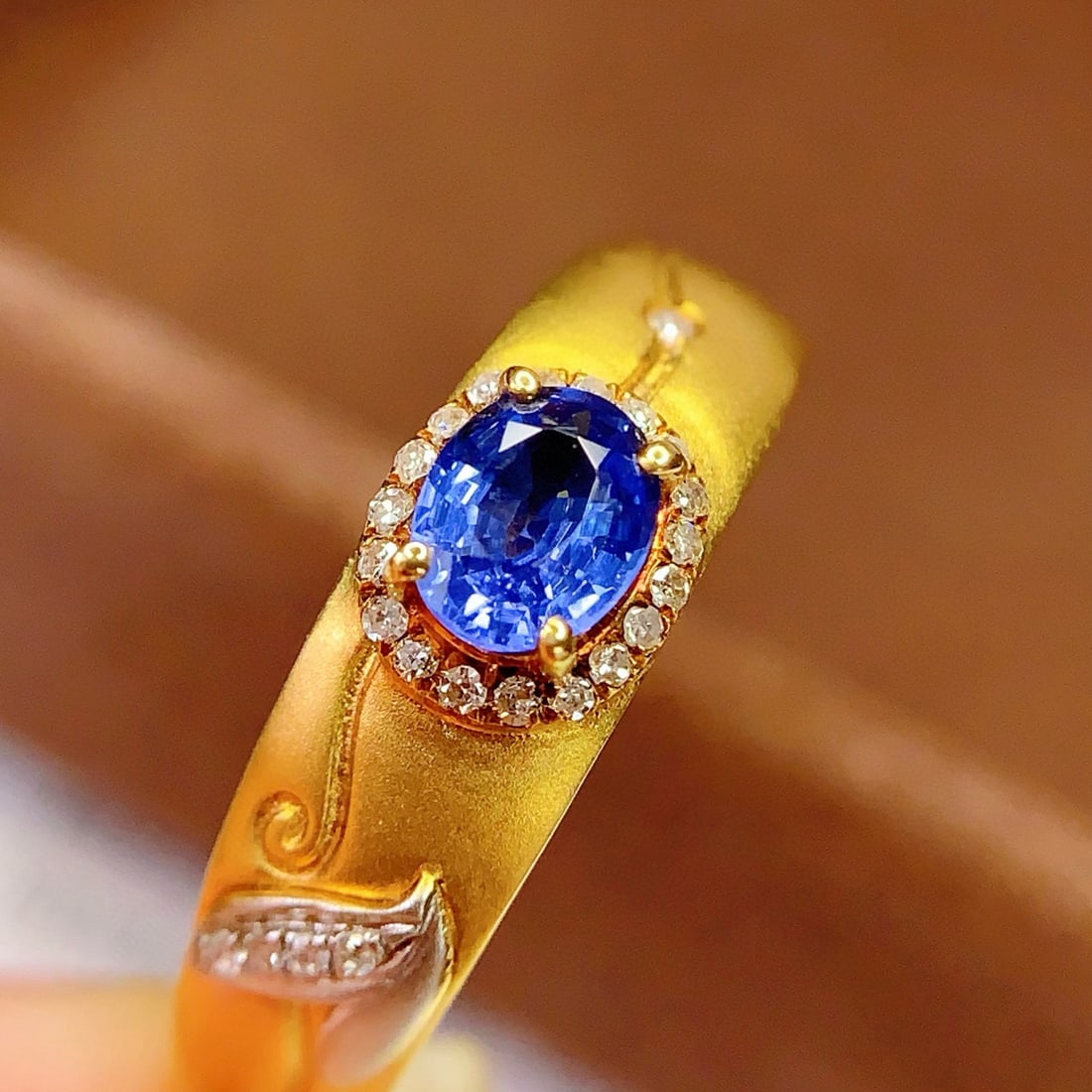 14k Gold 0.5 Ct Natural Sapphire & Diamond Ring - 6