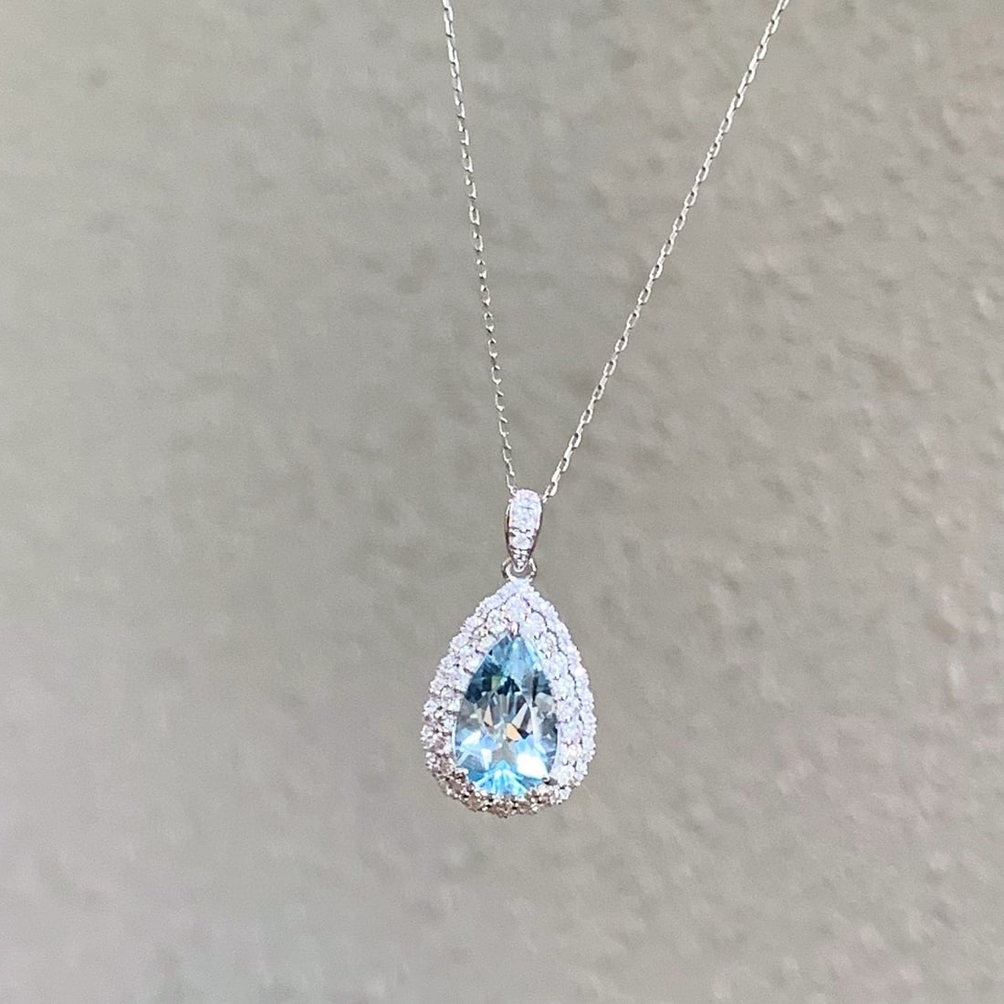 14k Gold 3.36 Ctw Natural Aquamarine & Diamond Pendant( Without Chain ) - 3