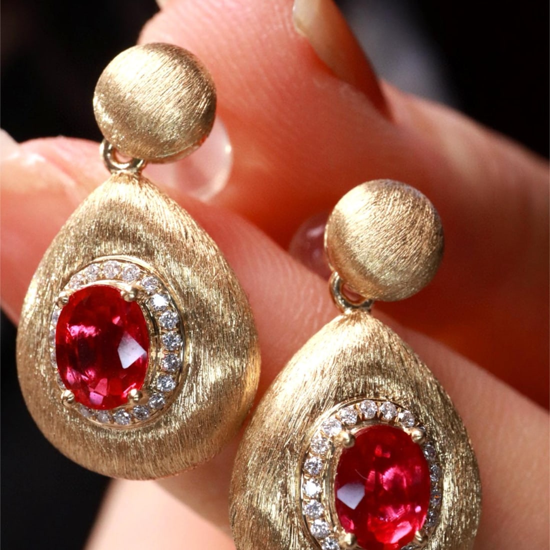 14k Gold 0.95 Ctw Natural Ruby & Diamond Earrings (1 of 7)
