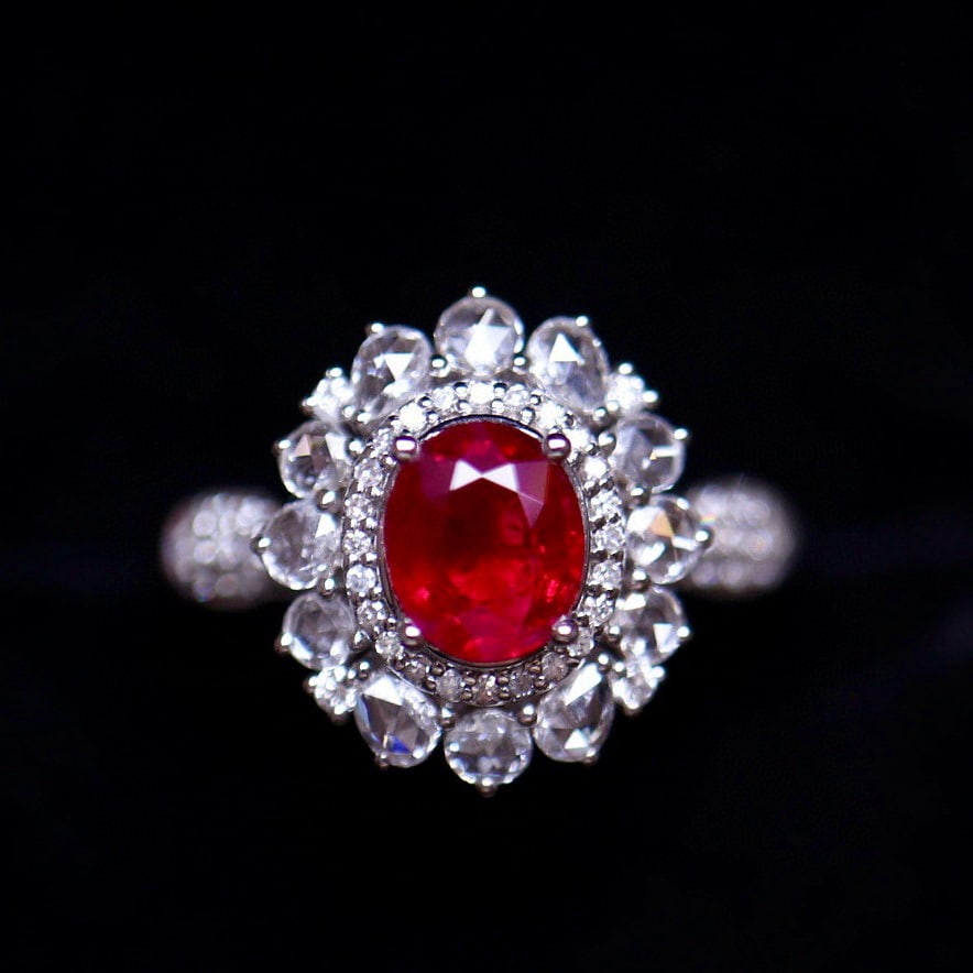 14k Gold 0.85 Ct Vivid Red Natural Ruby & Diamond Ring (1 of 7)