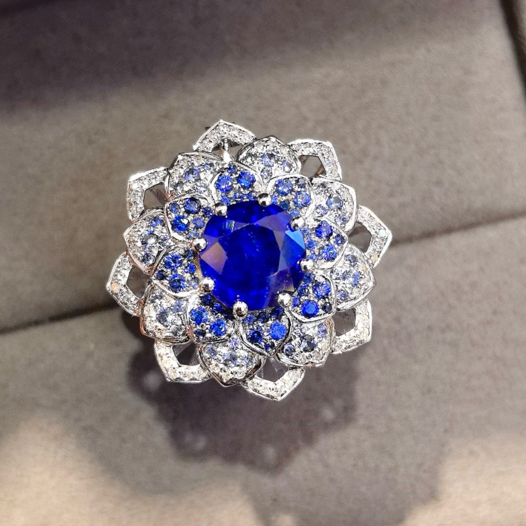 14k Gold 2.13 Ctw Natural Sapphire & Diamond Ring/pendant( Without Chain ) - 2