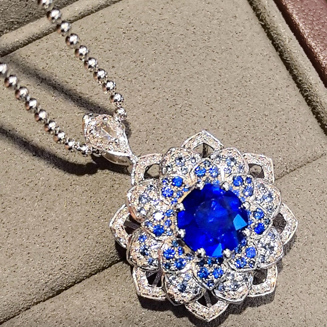 14k Gold 2.13 Ctw Natural Sapphire & Diamond Ring/pendant( Without Chain ) - 7