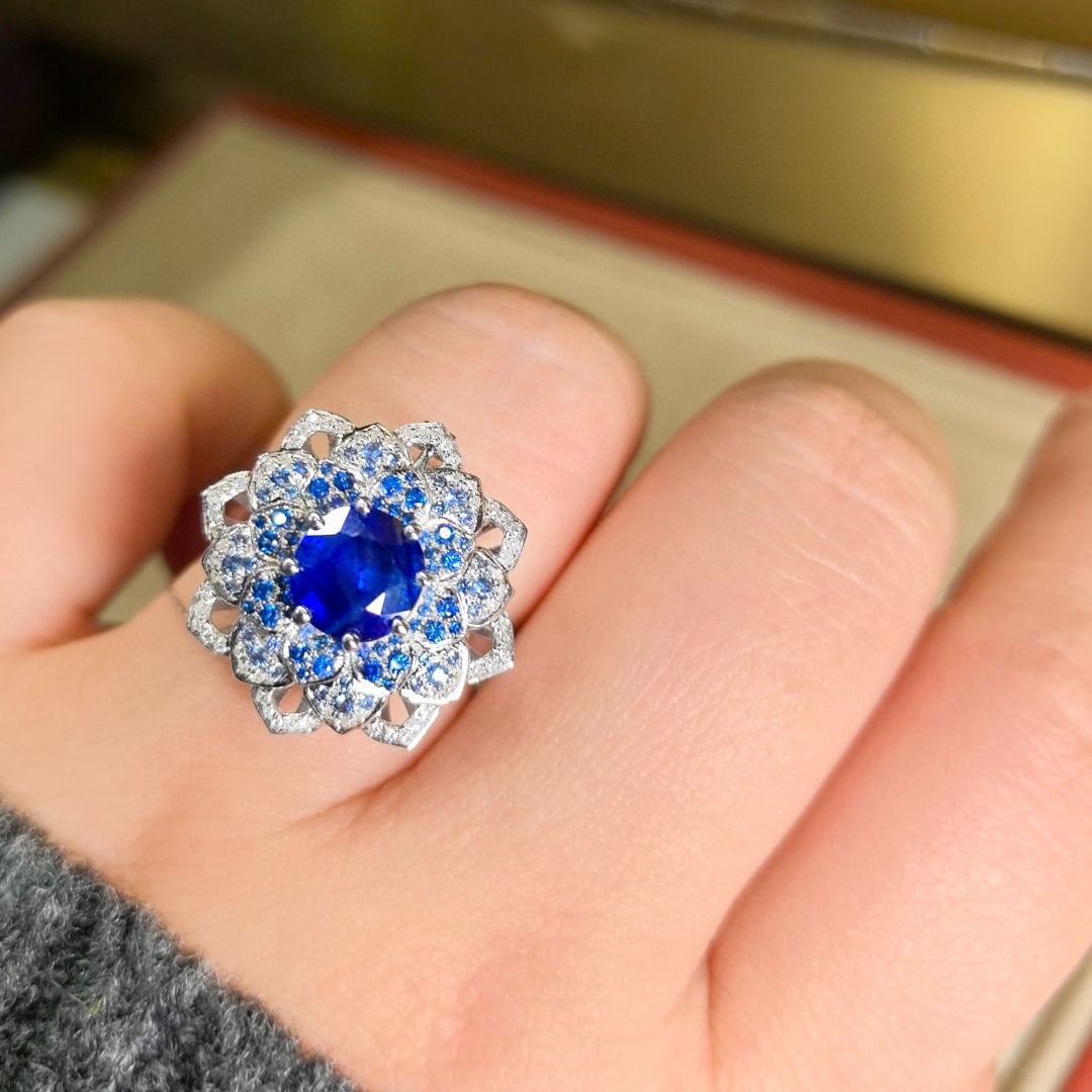 14k Gold 2.13 Ctw Natural Sapphire & Diamond Ring/pendant( Without Chain ) - 8