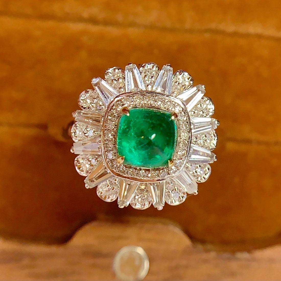 14k Gold 1.2 Ct Vivid Green Natural Emerald & Diamond Ring/pendant( Without Chain ) - 6