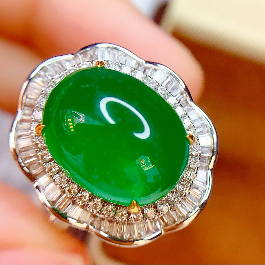 14k Gold 7.82 Ct Vivid Green Natural Emerald & Diamond Ring/pendant( Without Chain ) - 2