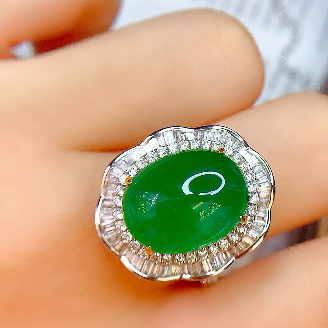 14k Gold 7.82 Ct Vivid Green Natural Emerald & Diamond Ring/pendant( Without Chain ) - 3