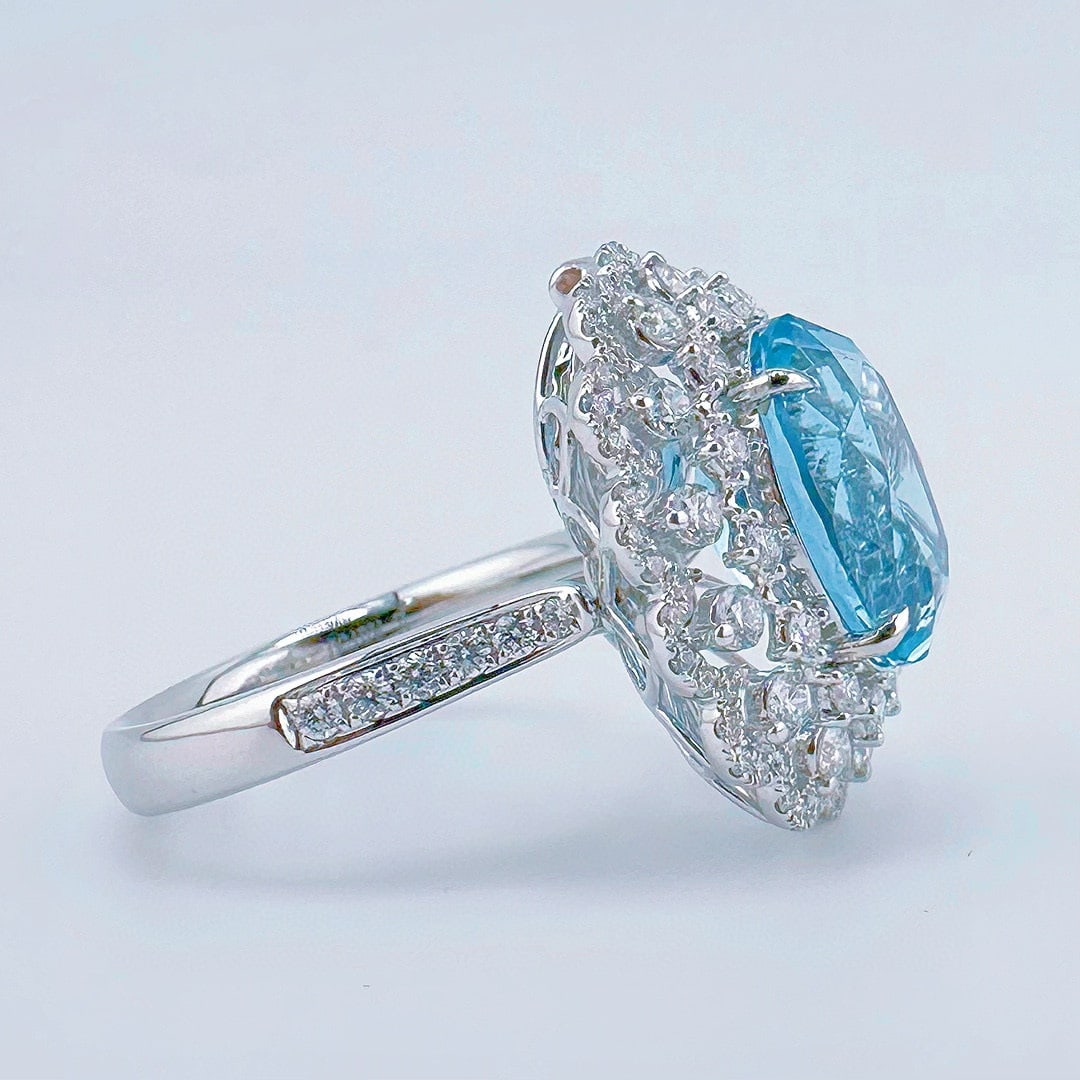 14k Gold 7.26 Ctw Natural Aquamarine & Diamond Ring/pendant( Without Chain ) - 6