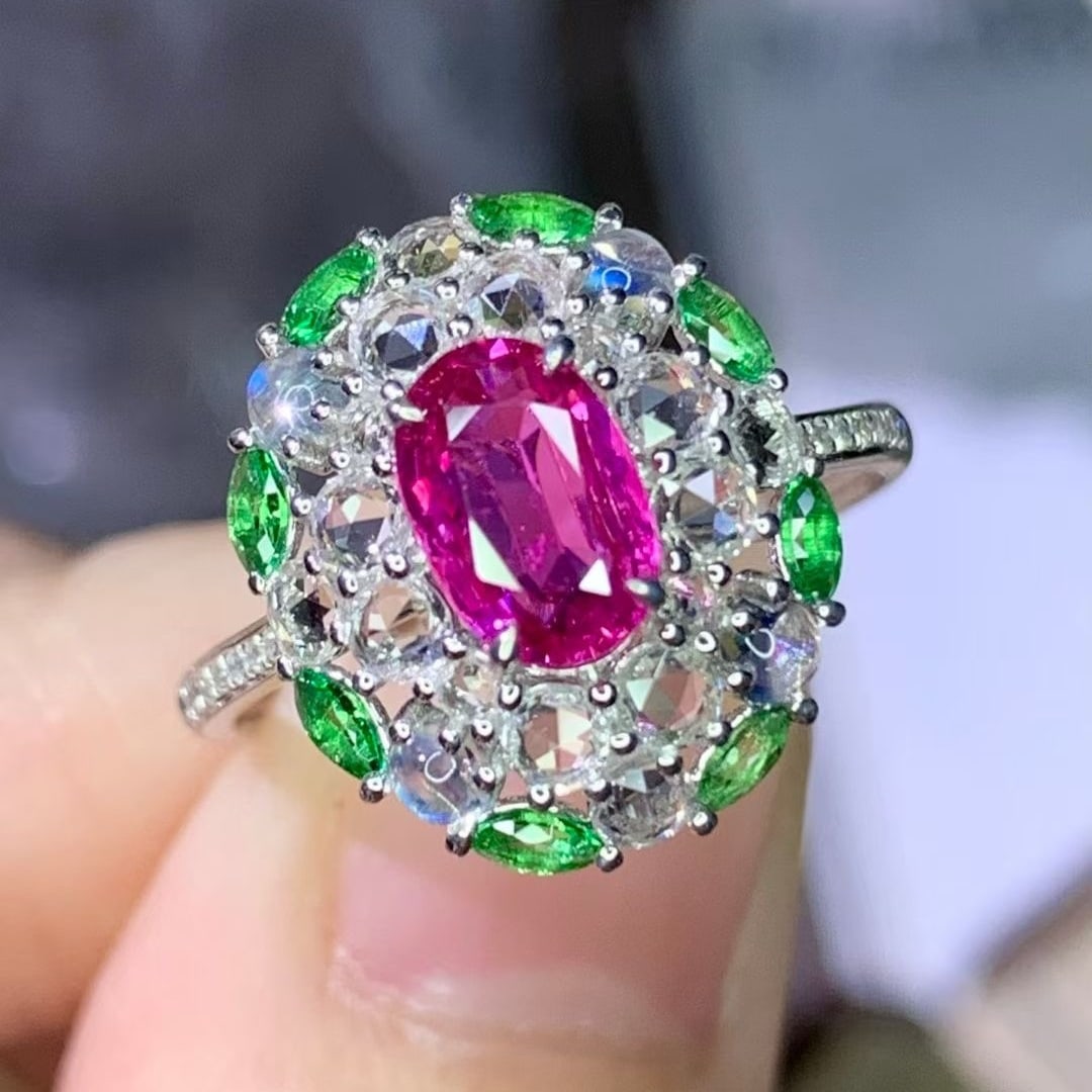 14k Gold 1 Ct Natural Ruby & Diamond Ring - 3