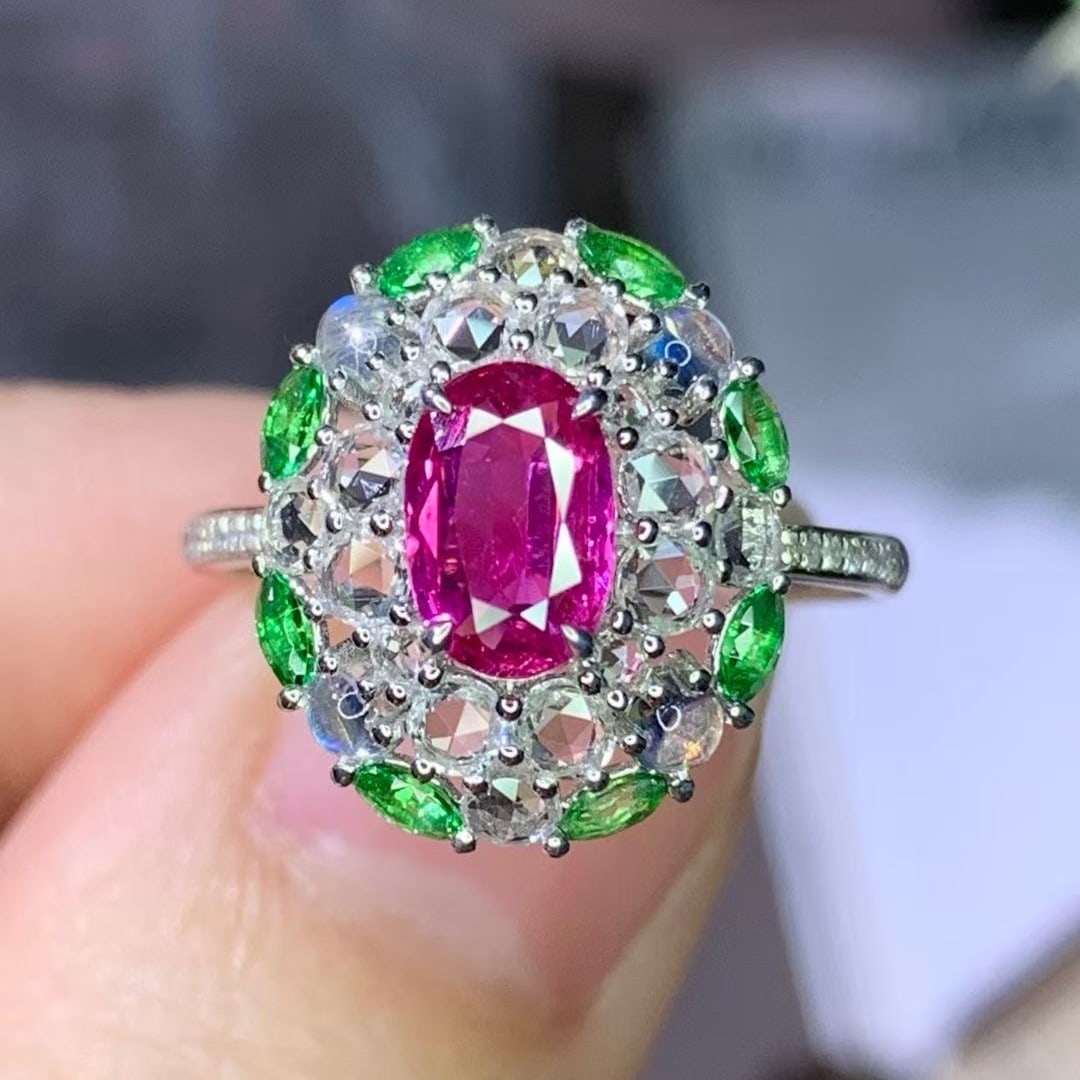 14k Gold 1 Ct Natural Ruby & Diamond Ring - 4