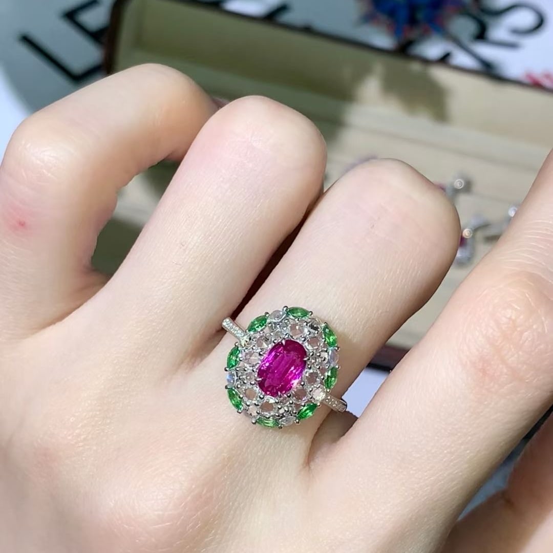 14k Gold 1 Ct Natural Ruby & Diamond Ring - 5