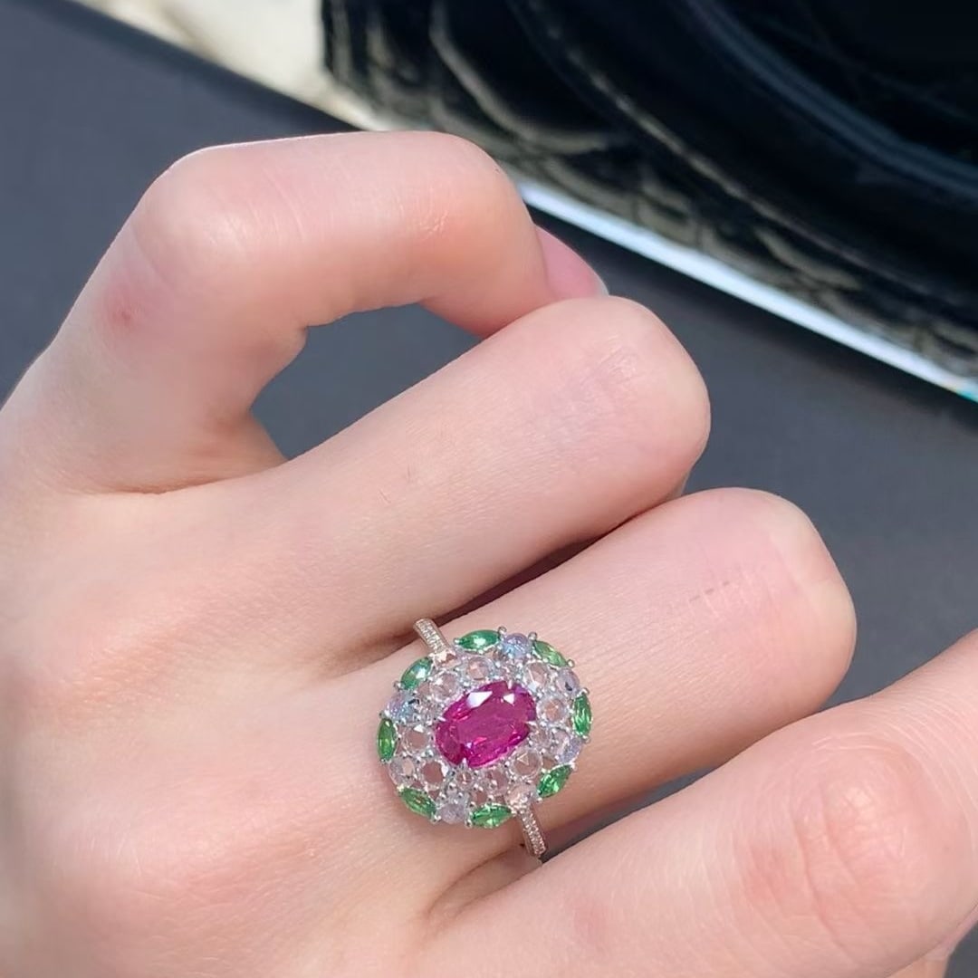 14k Gold 1 Ct Natural Ruby & Diamond Ring - 6