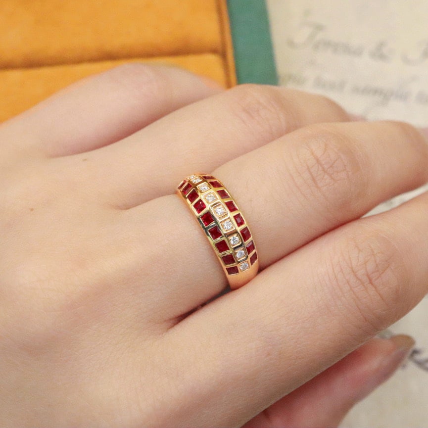 14k Gold 1.01 Ctw Natural Ruby & Diamond Ring - 4