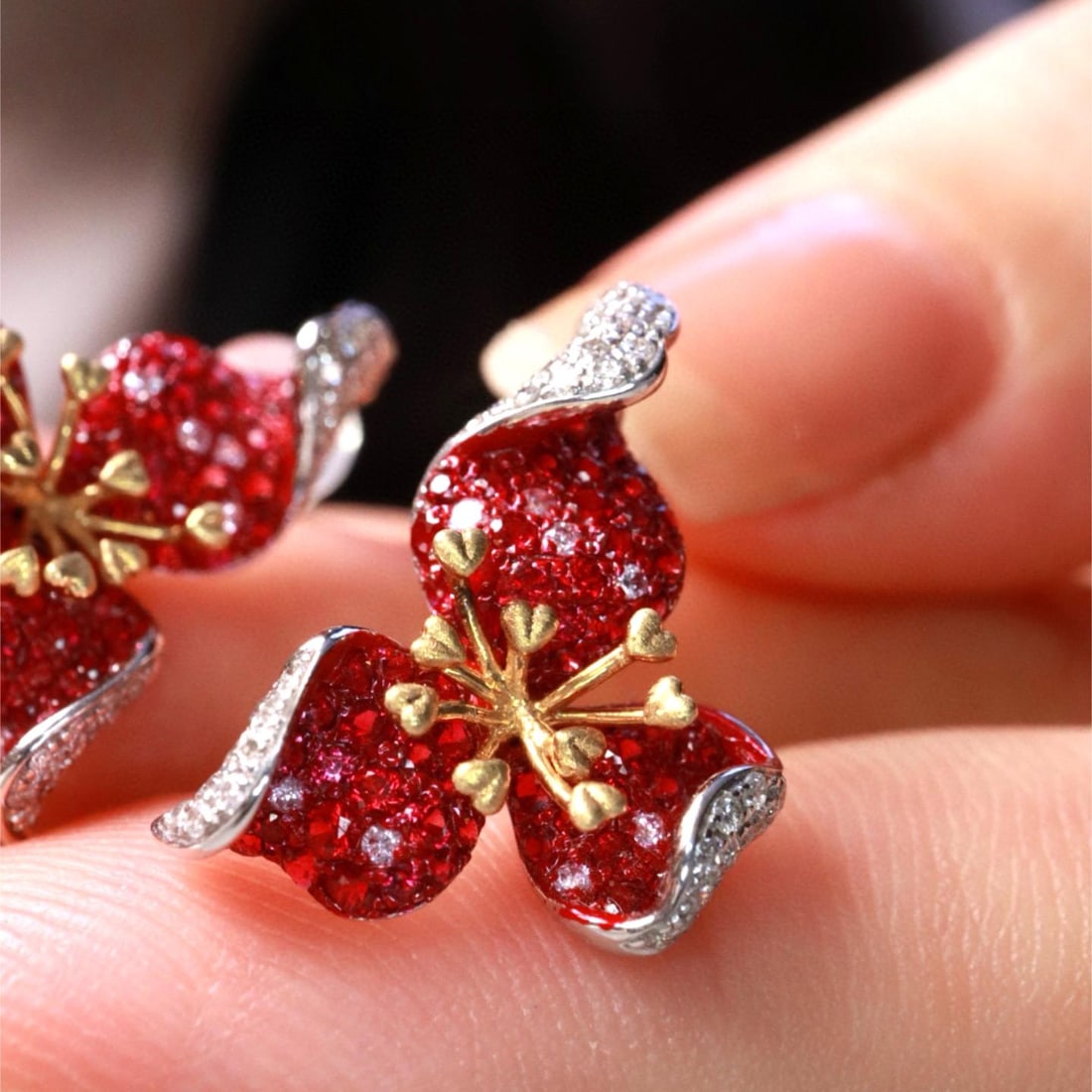 14k Gold 1.57 Ctw Natural Ruby & Diamond Earrings - 5