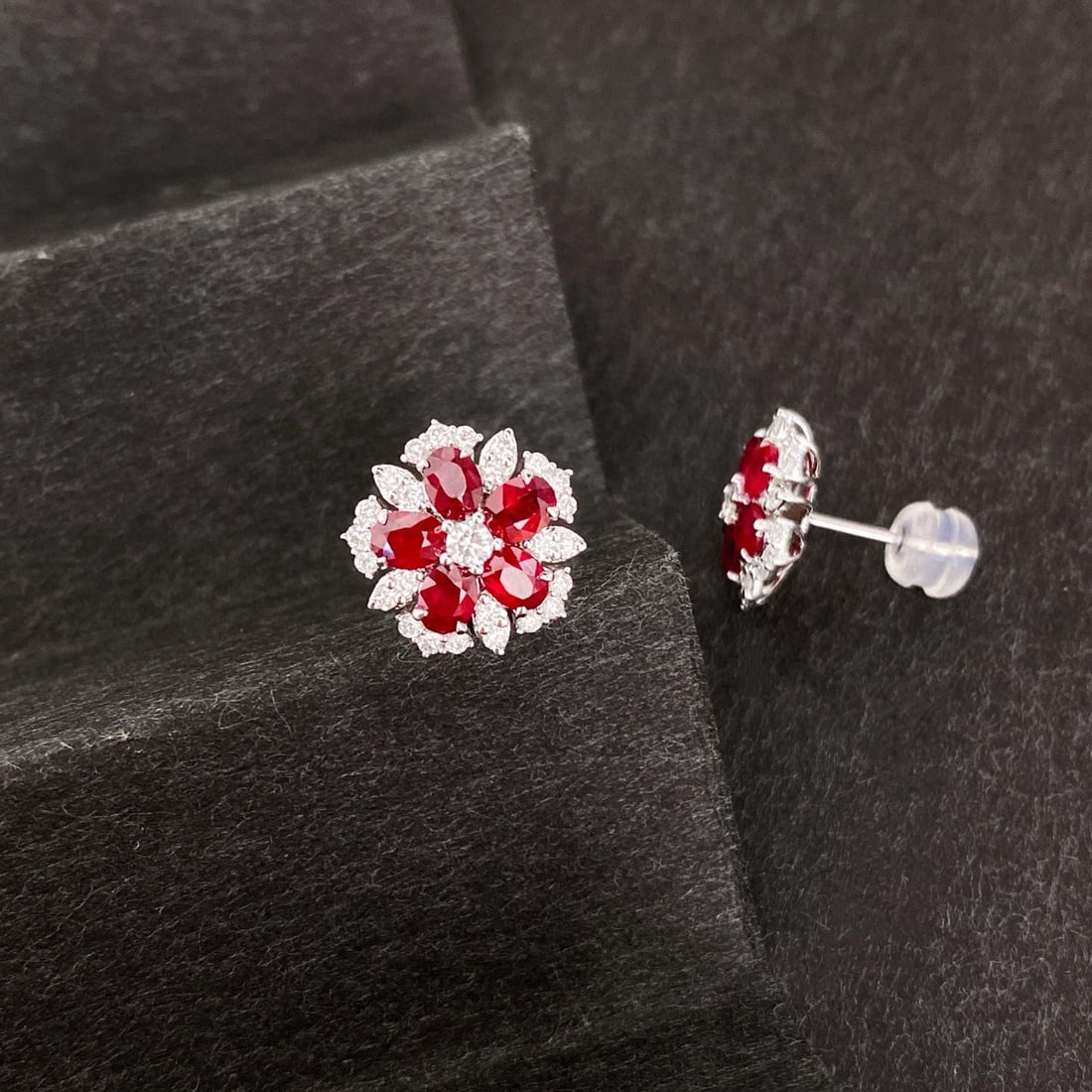 14k Gold 2.45 Ctw Natural Ruby & Diamond Earrings - 2