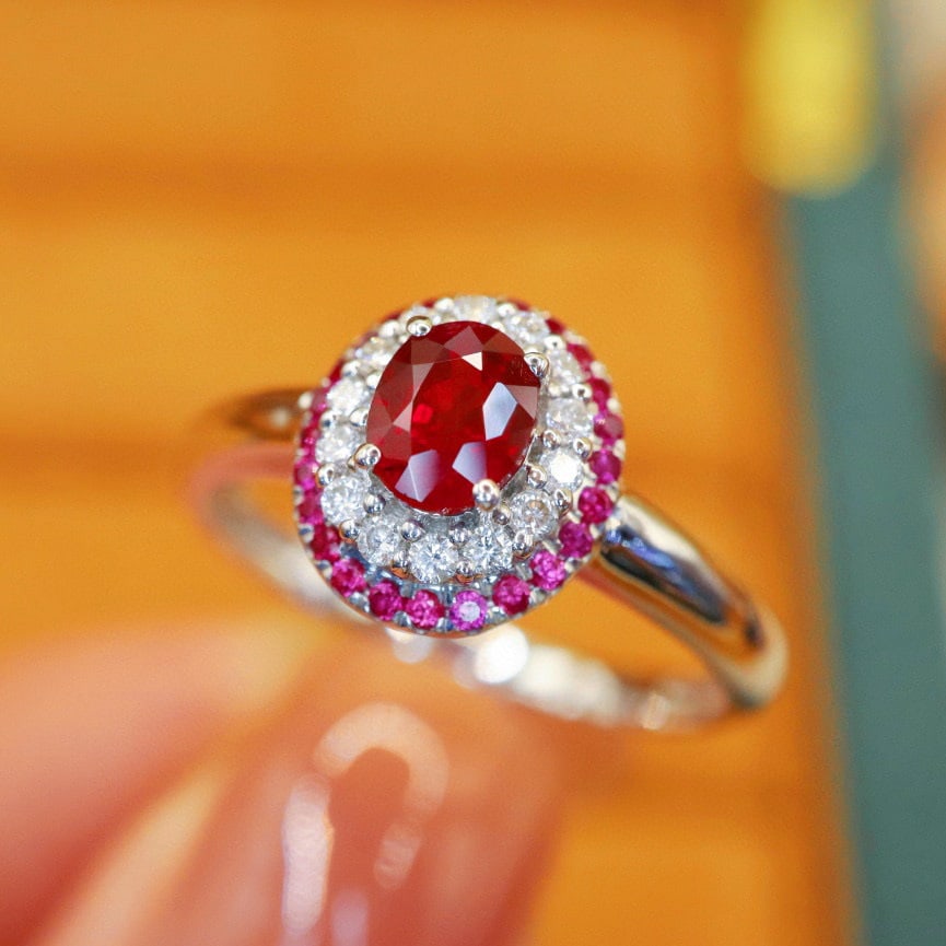 14k Gold 0.81 Ctw Natural Ruby & Ruby Ring - 2