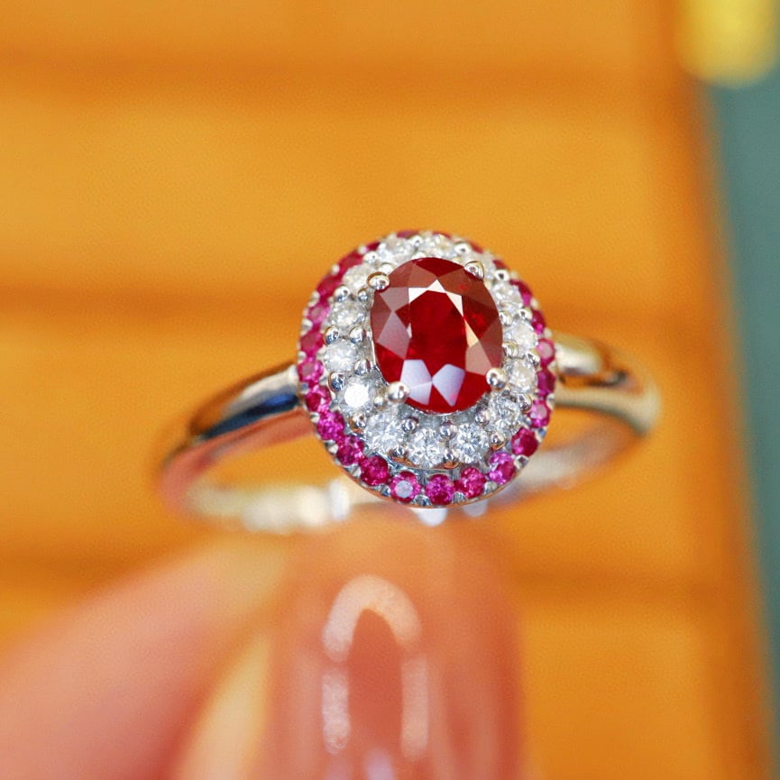 14k Gold 0.81 Ctw Natural Ruby & Ruby Ring - 3
