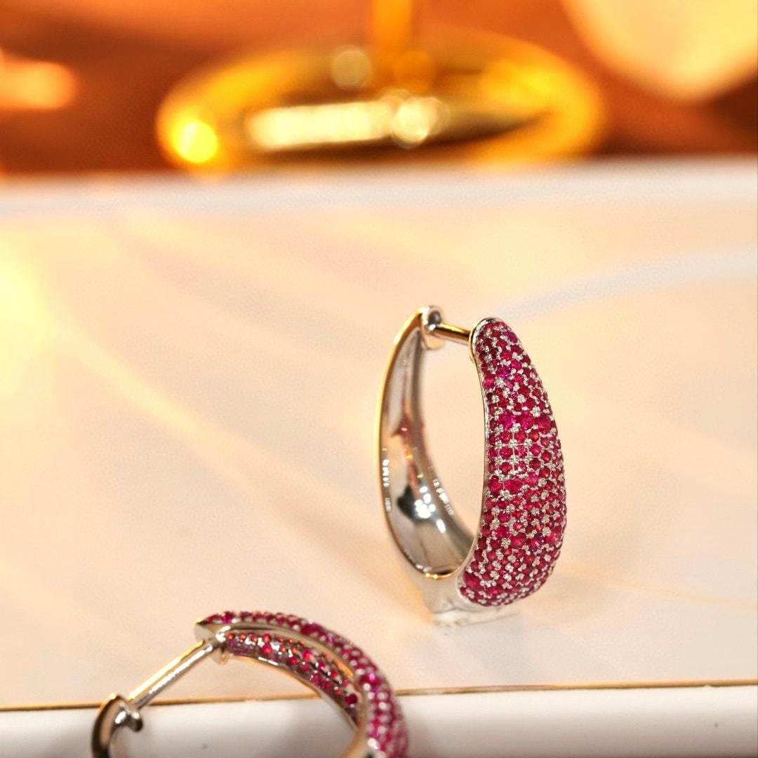 14k Gold 2.0 Ct Natural Ruby Earrings - 3
