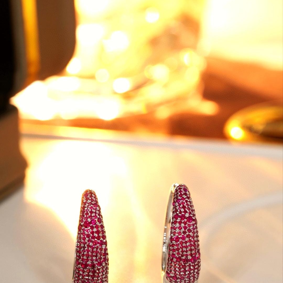 14k Gold 2.0 Ct Natural Ruby Earrings - 4