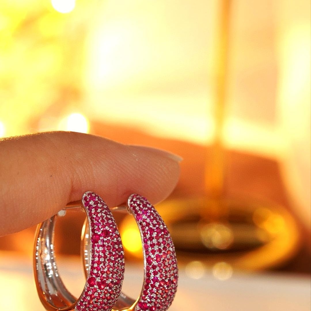 14k Gold 2.0 Ct Natural Ruby Earrings - 5