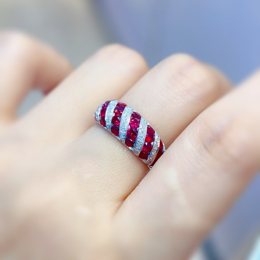 14k Gold 2 Ct Natural Ruby & Diamond Ring - 6