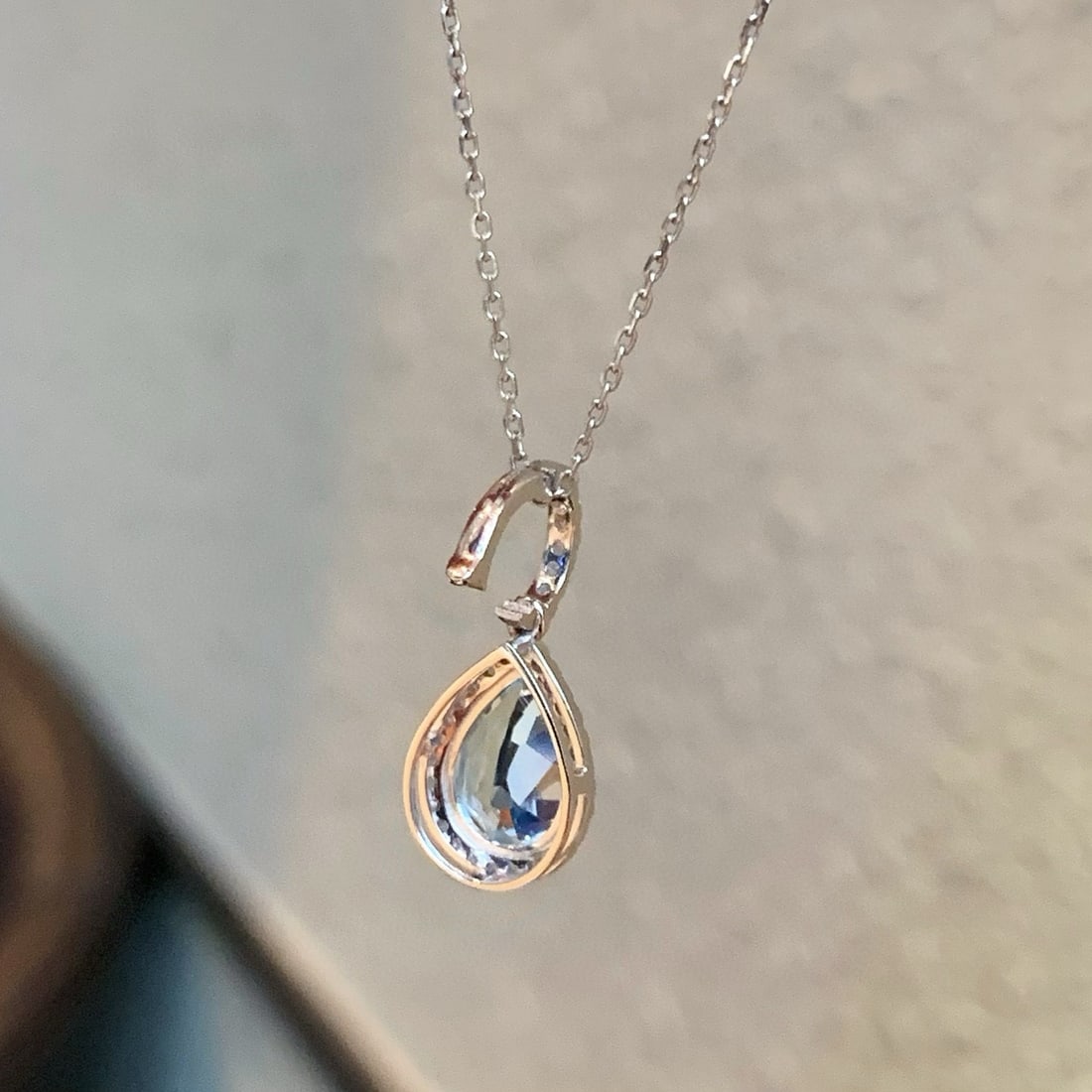 14k Gold 1.14 Ctw Natural Aquamarine & Diamond Pendant( Without Chain ) - 2