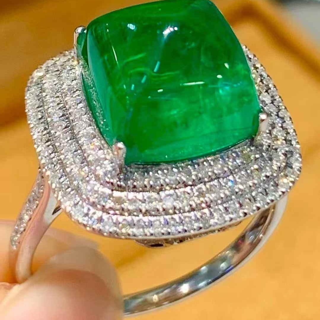 14k Gold 6.01 Ct Natural Emerald & Diamond Ring - 3