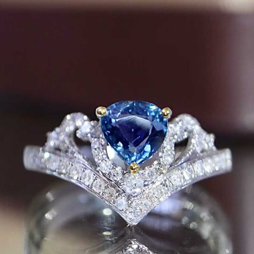 14k Gold 1.01 Ctw Natural Sapphire & Diamond Ring (1 of 4)
