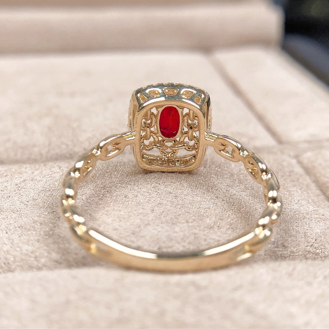 14k Gold 0.40 Ctw Natural Ruby & Diamond Ring - 6