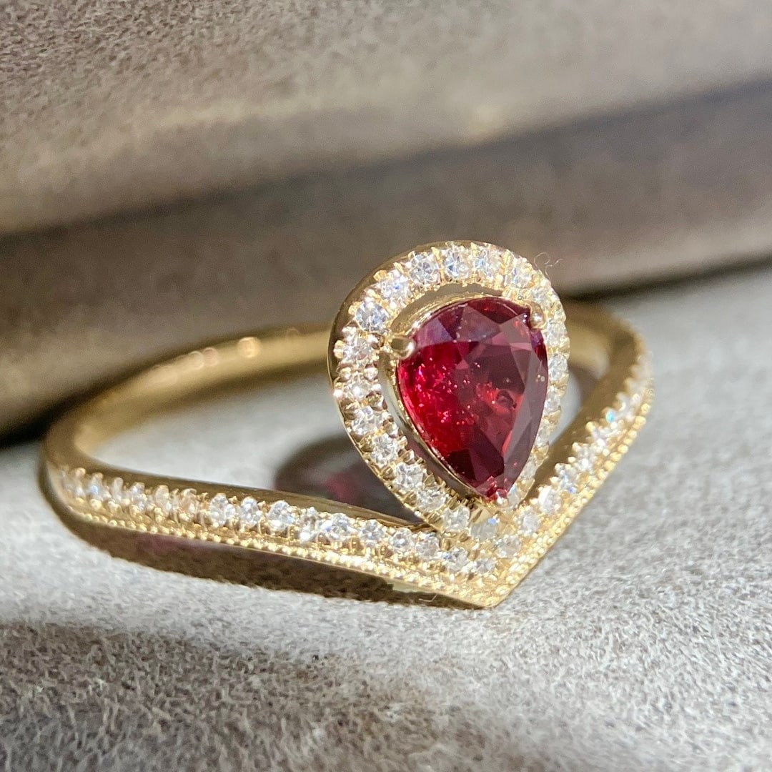14k Gold 0.76 Ctw Natural Ruby & Diamond Ring - 2