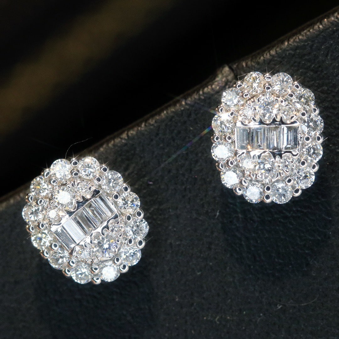 14k Gold 1 Ct Natural H Diamond Earrings - 3