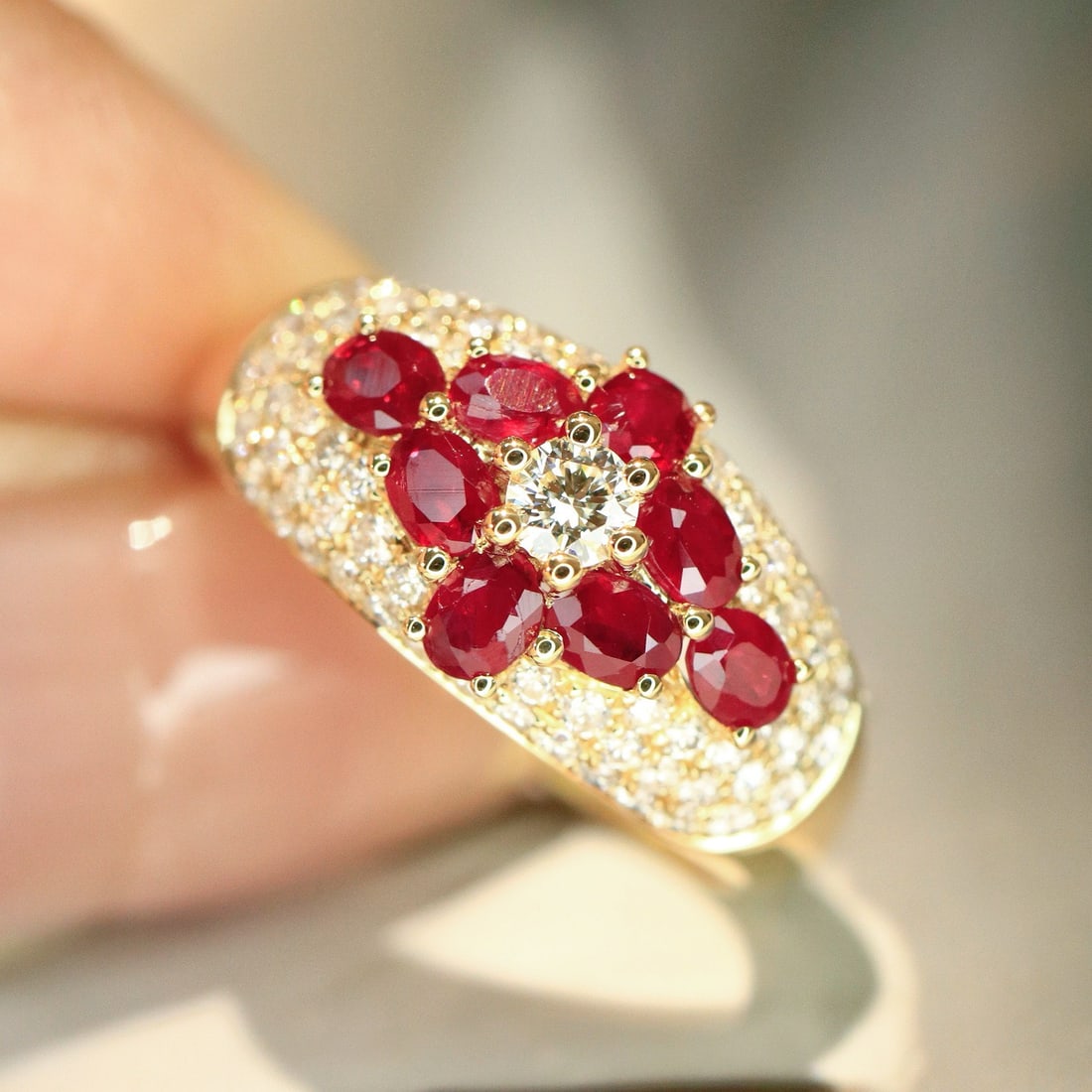 14k Gold 1.57 Ctw Vivid Red Natural Ruby & Diamond Ring - 3