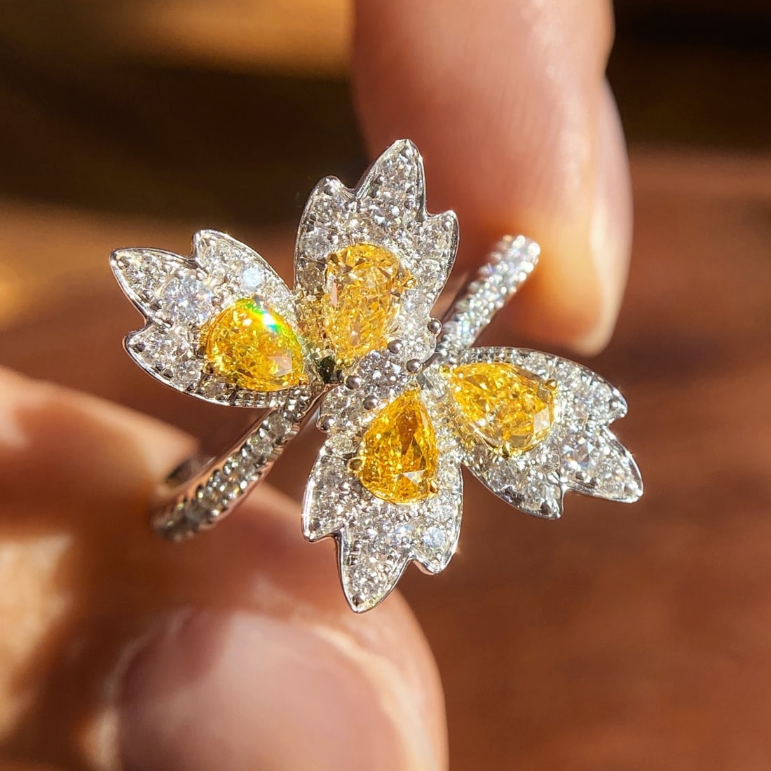 14k Gold 1.31 Ctw Natural Yellow Diamond & Diamond Ring (1 of 5)