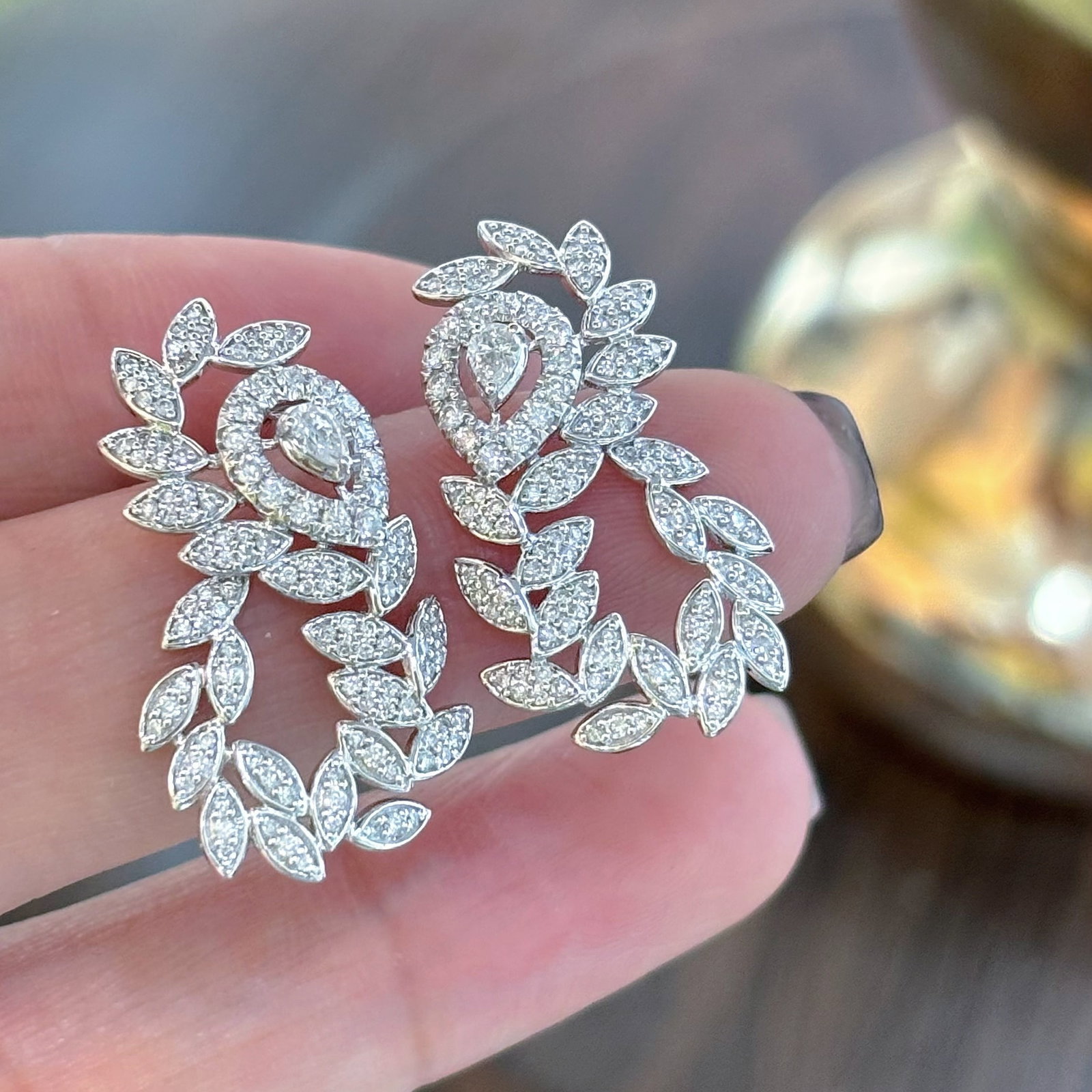 14k Gold 1.5 Ct Natural H Diamond Earrings - 2