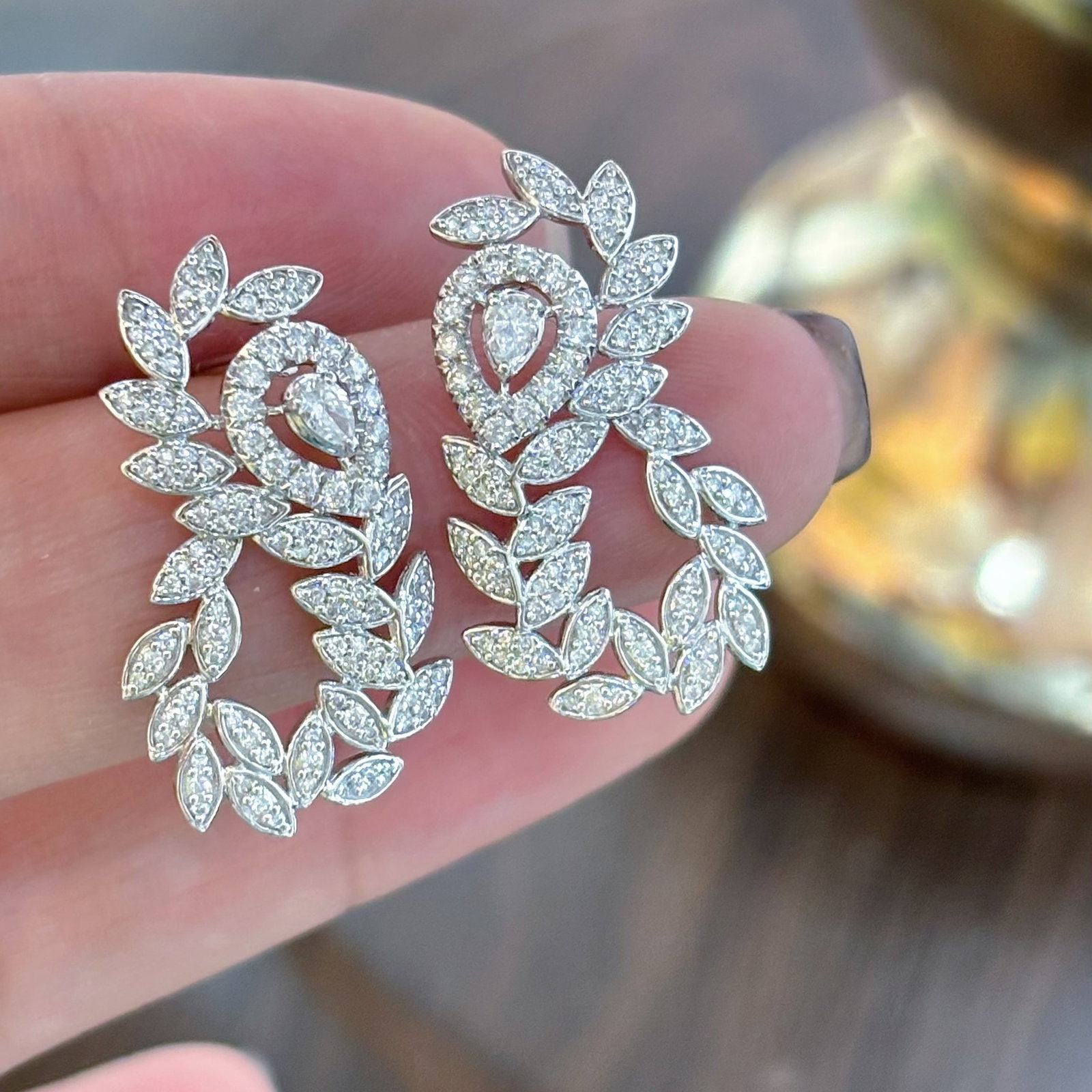 14k Gold 1.5 Ct Natural H Diamond Earrings - 3