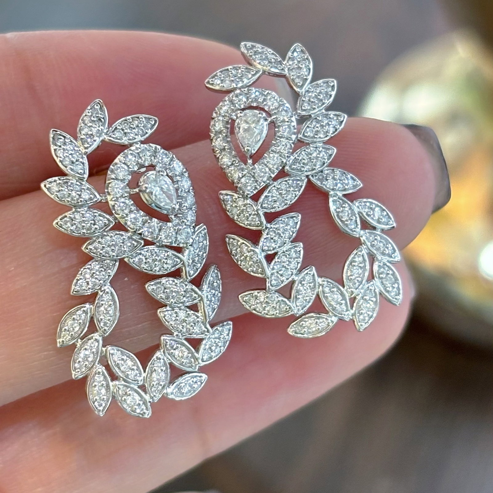 14k Gold 1.5 Ct Natural H Diamond Earrings - 4