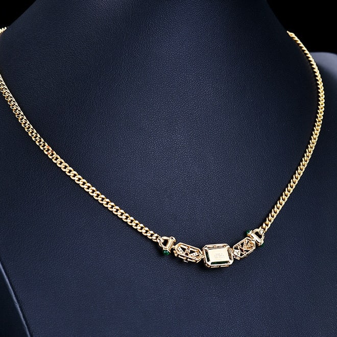 14k Gold 2.83 Ctw Vivid Green Natural Emerald & Diamond Necklace - 5