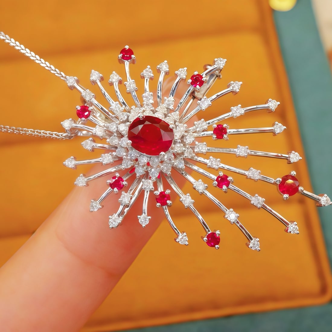 14k Gold 1.39 Ctw Natural Ruby & Ruby Brooch/pendant( Without Chain ) - 3