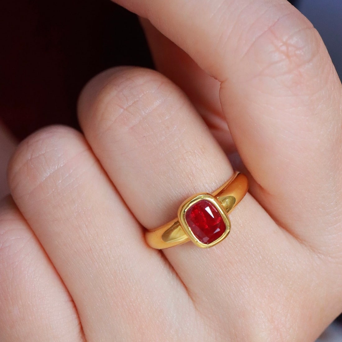 14k Gold 0.76 Ct Natural Ruby Ring - 6