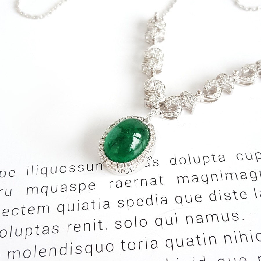 14k Gold 5.07 Ctw Vivid Green Natural Emerald & Diamond Necklace - 3