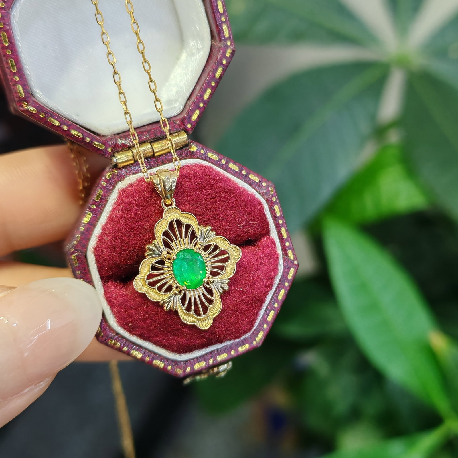 14k Gold 0.23 Ct Natural Emerald Pendant( Without Chain ) - 4