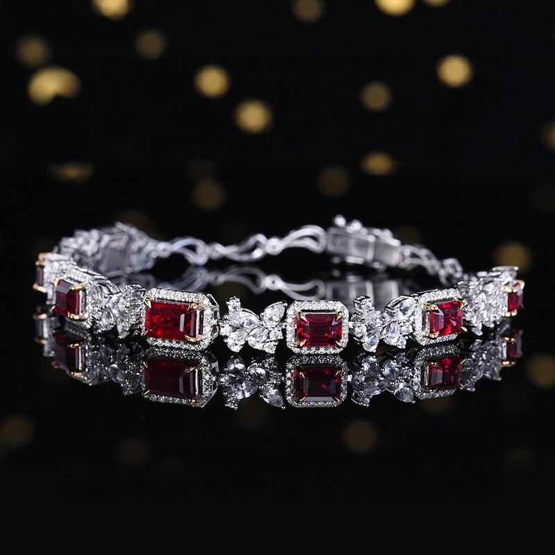 14k Gold 4.56 Ctw Natural Ruby & Diamond Bracelet - 2
