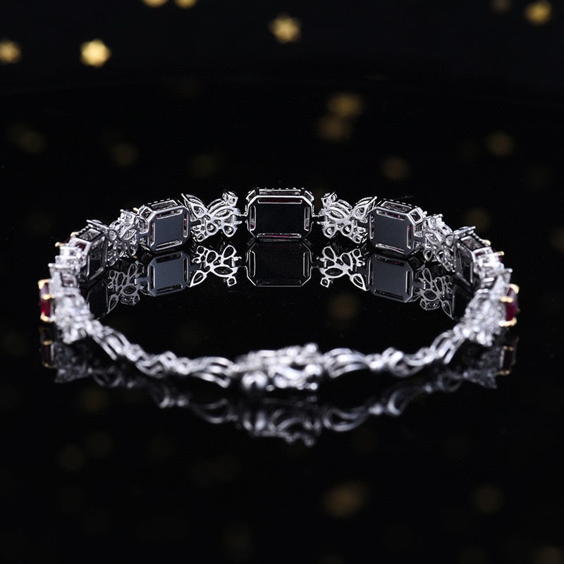 14k Gold 4.56 Ctw Natural Ruby & Diamond Bracelet - 4