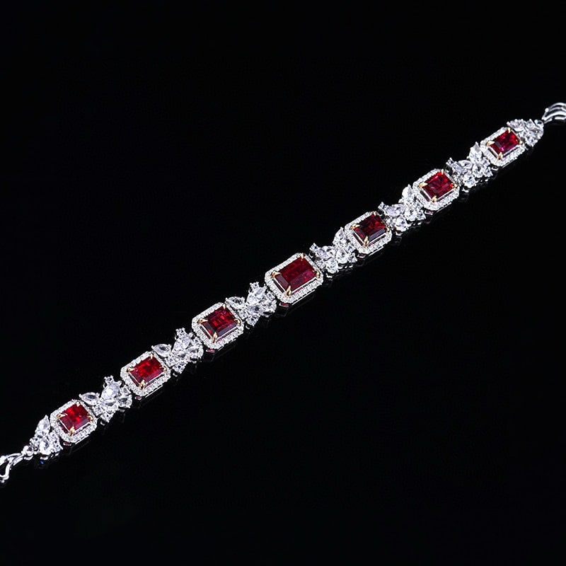 14k Gold 4.56 Ctw Natural Ruby & Diamond Bracelet - 5