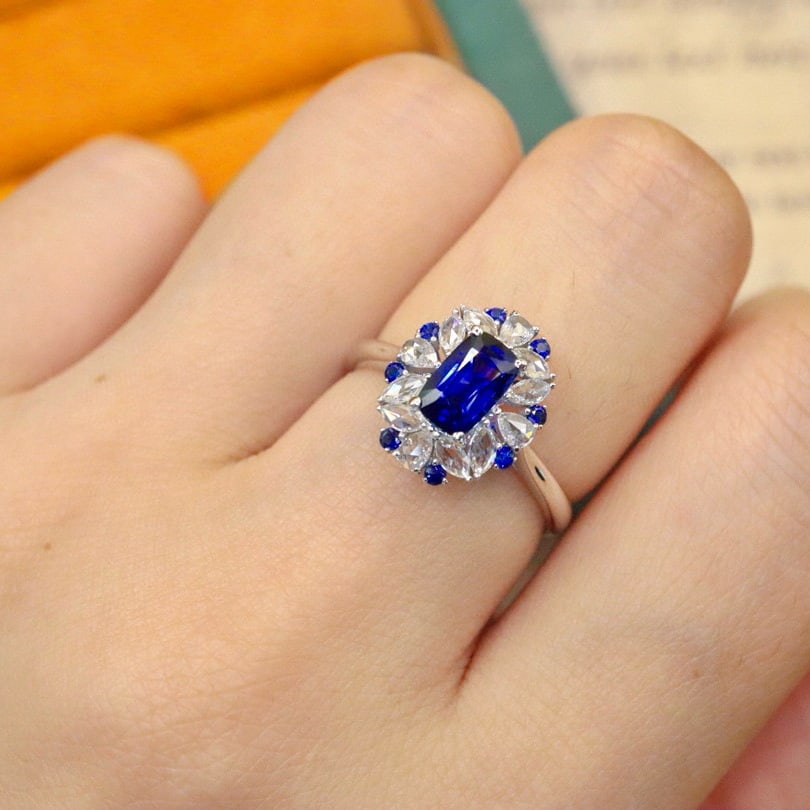 14k Gold 1.49 Ctw Natural Sapphire & Diamond Ring - 4